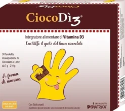 Pediatrica CiocoDì3 - Integratore cioccolato al latte 30 tavolette per le ossa e le difese, 210 g