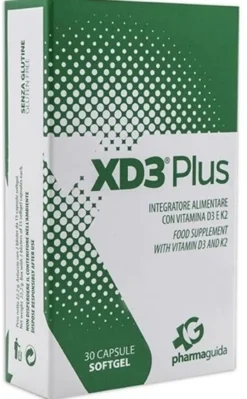 Pharmaguida Xd3 Plus - Integratore Pharmaguida softgel vitamina D3 e K2 per le ossa, 30 capsule