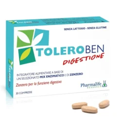 Pharmalife Research Toleroben Digestione - Integratore per la digestione e antinausea, 30 compresse