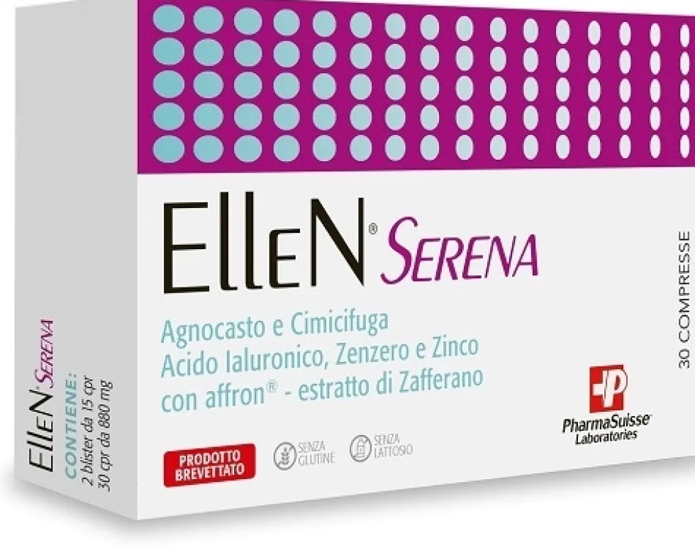 Pharmasuisse Ellen Serena integratore 30cpr - Integratore per la menopausa e l'umore, 30 compresse