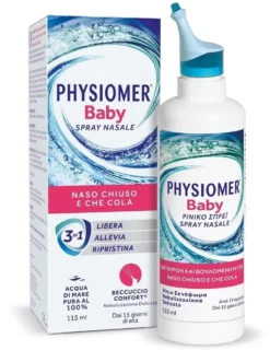 Physiomer Baby spray nasale - Acqua di mare isotonica per l'igiene nasale dei bambini, 115 ml