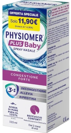 Physiomer Plus Baby Spray nasale per la decongestione dei bambini, 115 ml