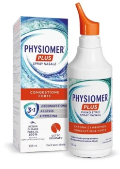 Physiomer Plus - Spray nasale decongestionante a base di acqua di mare ipertonica, 135 ml