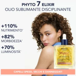Phyto 7 Elixir Intense Huile Olio Sublimante Disciplinante Capelli Spessi Secchi e Danneggiati, 100ml