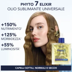 Phyto 7 Elixir - Olio multiuso per nutrire i capelli secchi e danneggiati, 100 ml