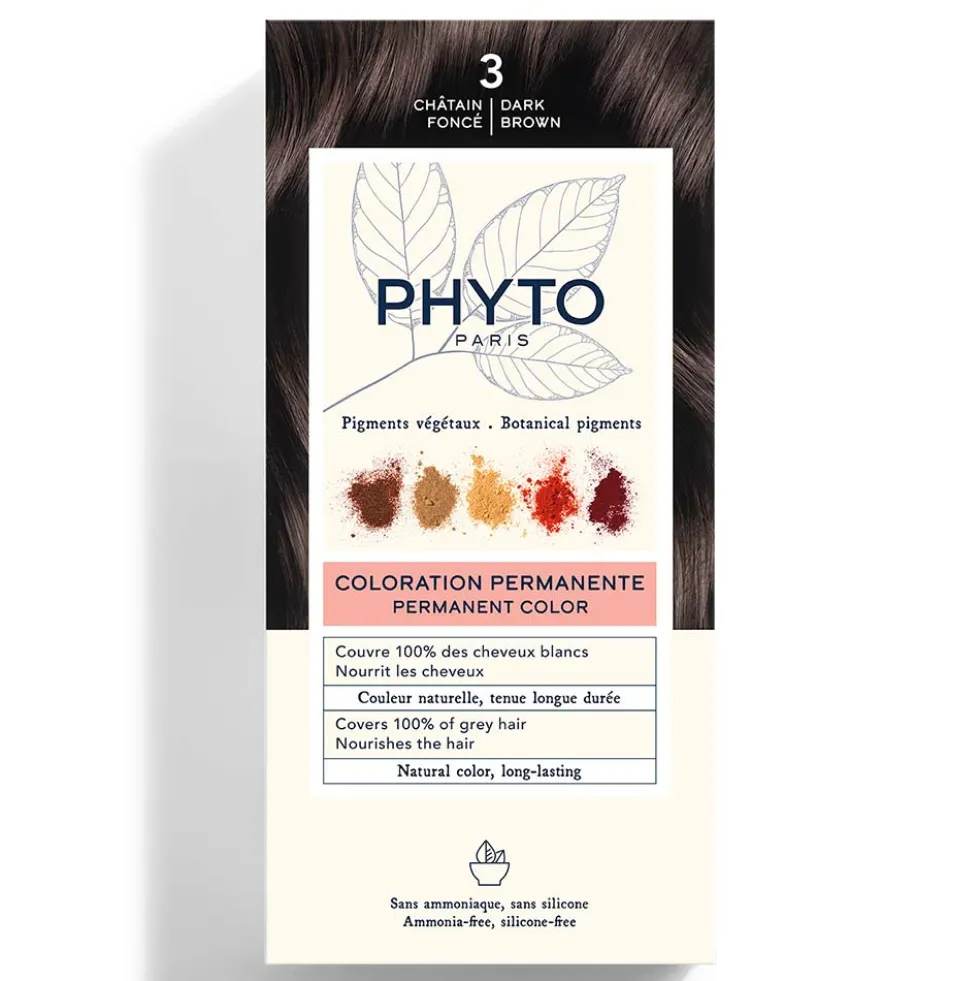 Phyto PhytoColor - Colorazione Permanente Capelli Colore 3 Castano Scuro, 1 Kit
