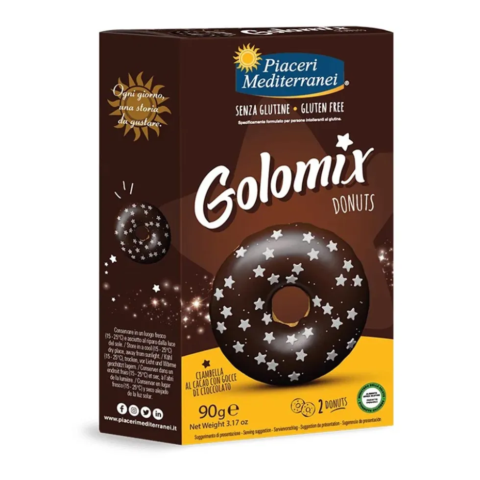 Piaceri Mediterranei Golomix Donuts Ciambella al Cacao Senza Glutine, 2x45g