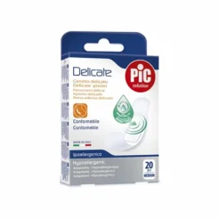Pic Delicate - Cerotto delicato con antibatterico ipoallergenico, 20 cerotti medi