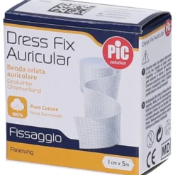 Pic Dress Fix Auricolar - Benda orlata cotone per medicazioni auricolari, 1 pezzo da 1 cm x 5 m