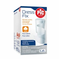 Pic Dress Fix - Benda in garza idrofila per il fissaggio di medicazioni, benda orlata 5x5 m Art