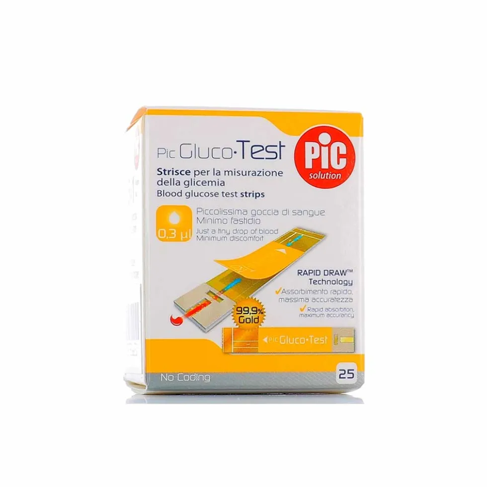 Pic GlucoTest - Strisce reattive per la misurazione della glicemia, 25 strisce