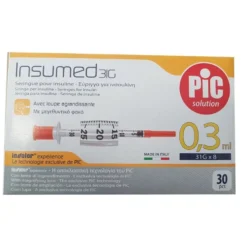 Pic Insumed - Siringhe per insulina per un dosaggio preciso, 30 pezzi da 0,3 ml con ago 31G x 8 mm