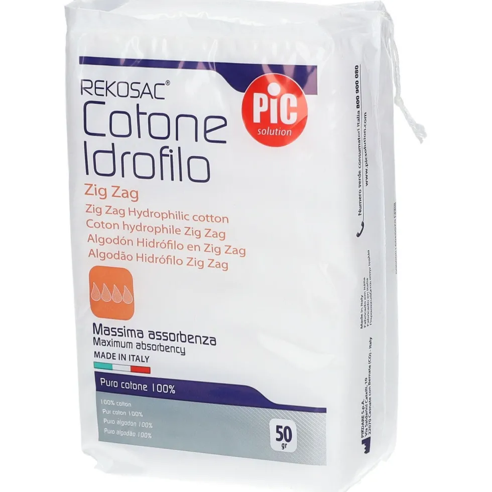 Pic Rekosac - Cotone idrofilo zig zag per la medicazione e la pulizia, 50 g