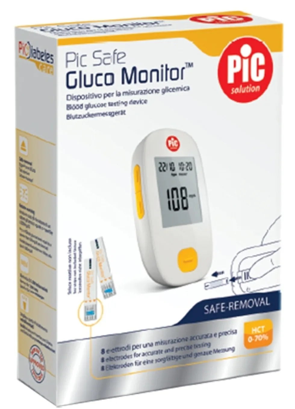 Pic Safe Gluco Monitor - Glucometro per la misurazione della glicemia, 1 kit
