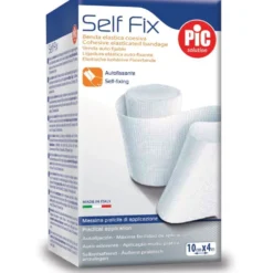 Pic Self Fix - Benda elastica coesiva autofissante per il fissaggio delle medicazioni 10cm x 4m, 1 benda