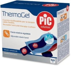 Pic Thermogel - Cuscino in gel per la terapia caldo e freddo con fascia elastica, 10x26 cm