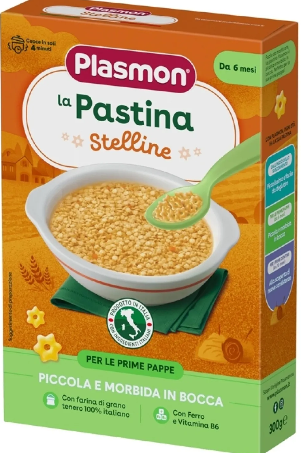 Plasmon La Pastina Stelline - Pasta stelline Plasmon per lo svezzamento da 6 mesi, 300 g