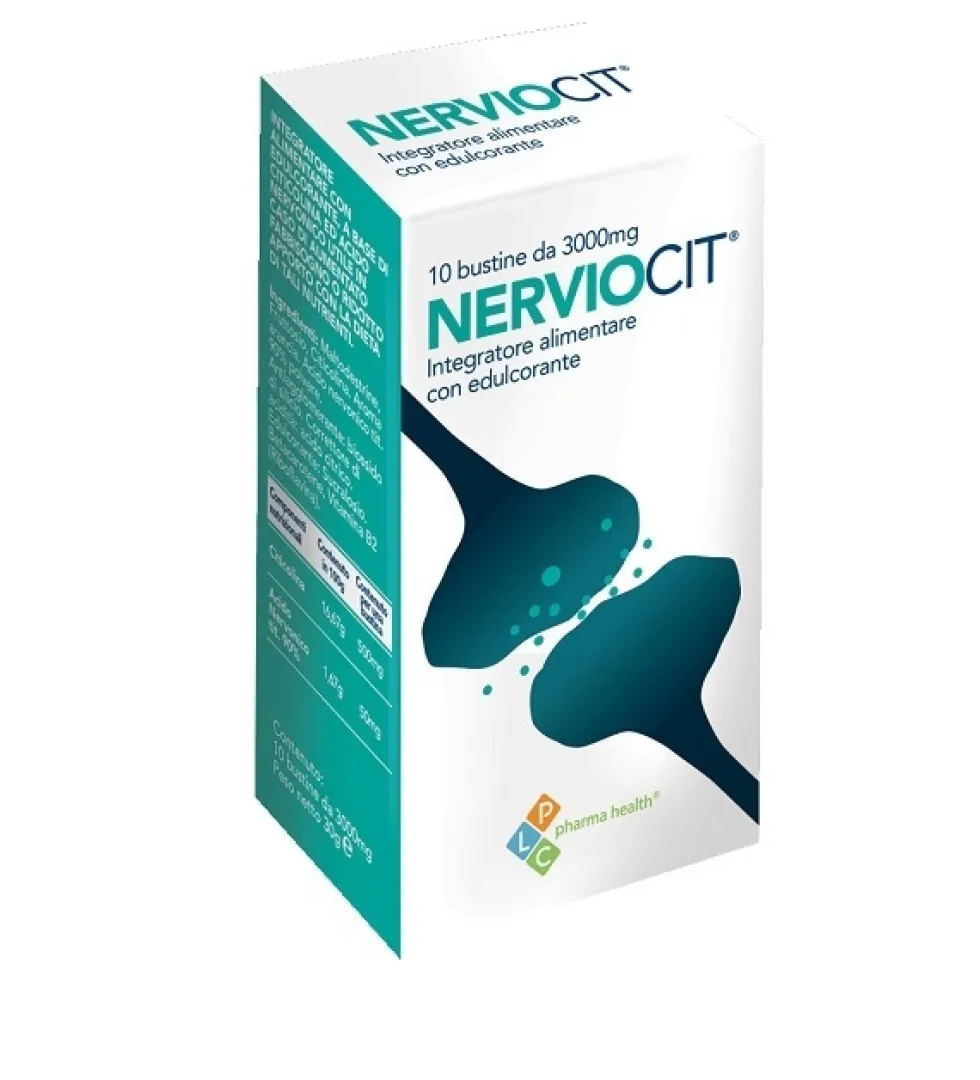 Plc Pharma integratore Nerviocit - Tonificante per la memoria e il sistema nervoso, 10 bustine