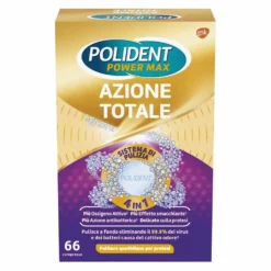 Polident Power Max Azione Totale - Pulitore antibatterico per la protesi dentale, 66 compresse