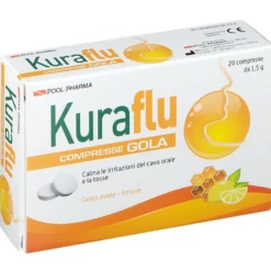 Pool Pharma Kuraflu Gola - Dispositivo medico per la tosse gusto miele e limone, 20 compresse