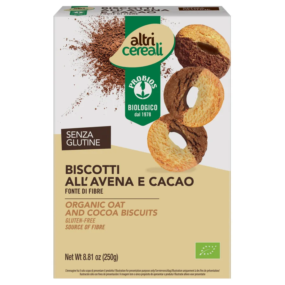 Probios Altricereali - Biscotti Probios all'avena e cacao biologici e senza glutine, 250 g