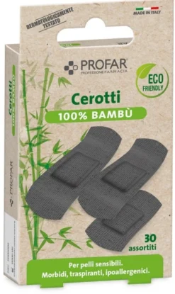 Profar Cerotti 100% bambù ipoallergenici per pelli sensibili, 30 cerotti assortiti