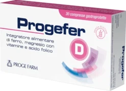 Proge Farm Progefer D - Integratore di ferro per la stanchezza, integratore Progefer D 30 compresse