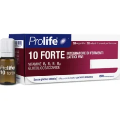 Prolife 10 Forte - Integratore di fermenti lattici per la flora batterica, 12 flaconcini da 8 ml
