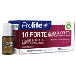 Prolife 10 Forte Zero Zuccheri - Probiotico per la flora intestinale, 10 flaconcini da 8 ml