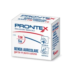 Prontex Benda Auricolare di Garza in puro Cotone, 1cm x 5m
