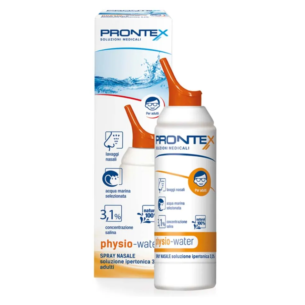 Prontex Physio-Water - Soluzione ipertonica spray per la congestione nasale negli adulti, 100 ml