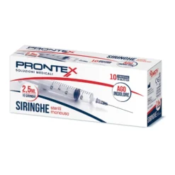 Prontex Siringhe Sterili Monouso 2,5 ml - Siringhe con ago indolore per le iniezioni, 10 pezzi