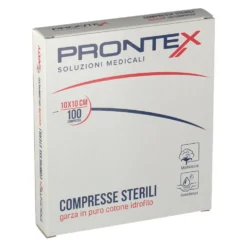 Prontex Softex - Compresse sterili in garza di cotone per la medicazione, 100 pezzi da 10 x 10 cm