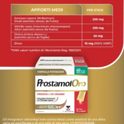 Prostamol Oro Integratore alimentare per la prostata e le vie urinarie, 20 stick orosolubili