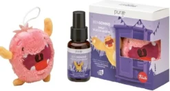 Purae BenSonno Scacciamostri - Kit spray rilassante per il sonno, 75 ml e un peluche Trudi rosa