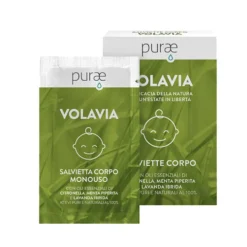 Purae VolaVia - Salviette corpo alla citronella ad azione repellente e rinfrescante, 12 pezzi
