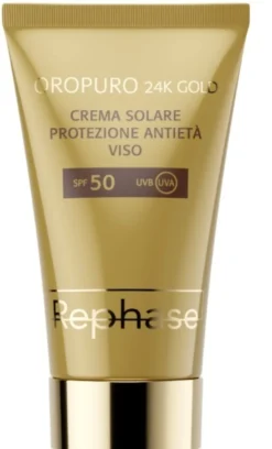 Rephase Oropuro 24K Gold - Crema Solare Protezione Antietà Viso SPF50, 50ml