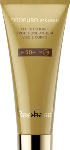 Rephase Oropuro 24K Gold - Fluido Solare Protezione Antietà SPF50+, 150ml