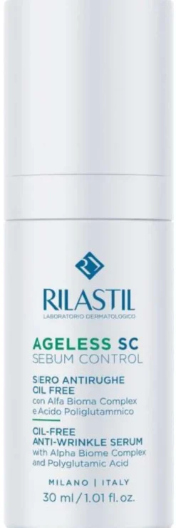 Rilastil Ageless SC - Siero viso antirughe e seboregolatore per la pelle mista e grassa, 30 ml