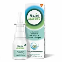Rinazina Aquamarina - Spray nasale ipertonico all'eucalipto per il naso chiuso, 20 ml