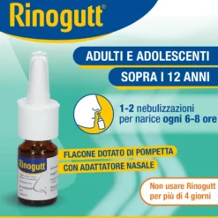 Rinogutt Spray Eucalipto Decongestionante della Mucosa Nasale per Adulti e Adolescenti 12+, 10ml