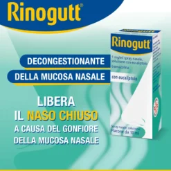 Rinogutt Spray Eucalipto Decongestionante della Mucosa Nasale per Adulti e Adolescenti 12+, 10ml