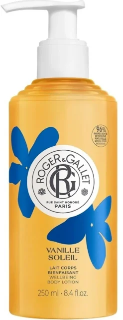 Roger & Gallet Vanille Soleil - Latte corpo idratante e nutriente per la pelle secca, 250 ml