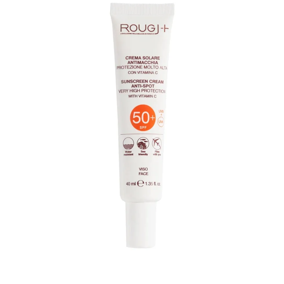 Rougj Crema Solare Viso 50+ Antimacchia Protezione solare molto alta per il viso, 40 ml