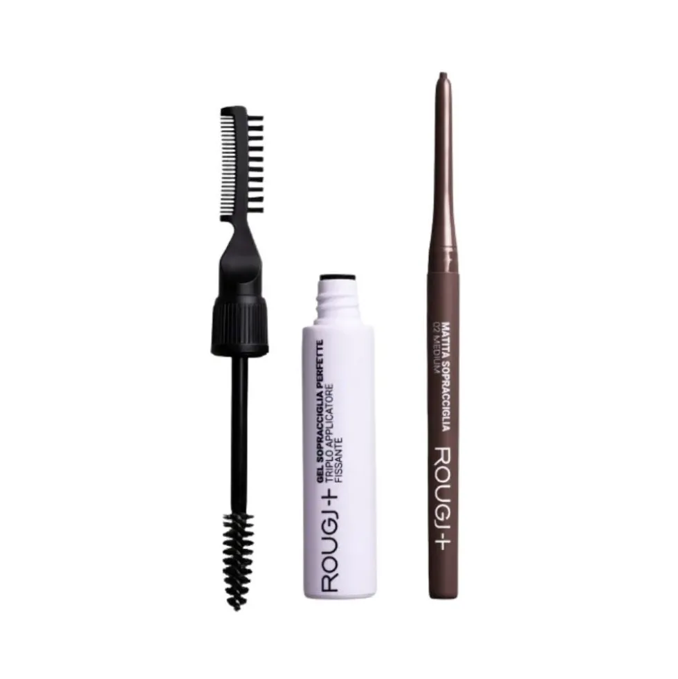 Rougj Kit Sopracciglia Perfette 02 Medium - Matita e gel per riempire e fissare, 2 pezzi