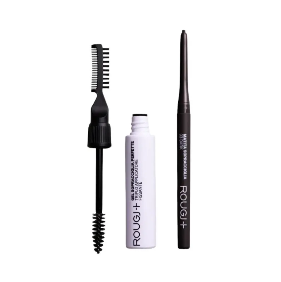 Rougj Kit Sopracciglia Perfette 03 Dark - Set per definire e fissare, matita e gel da 6 ml