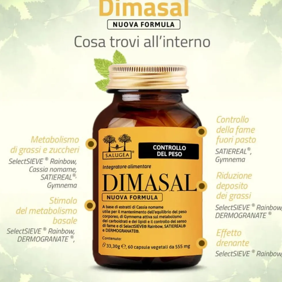 Salugea Dimasal Nuova Formula Integratore Controllo del Peso, 60 Capsule Vegetali