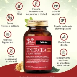 Salugea Energea+ Nuova Formula Integratore Energia e Vitalità, 60 Capsule Vegetali