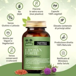 Salugea Liposan Forte Nuova Formula Integratore Colesterolo e Trigliceridi, 60 Capsule Vegetali