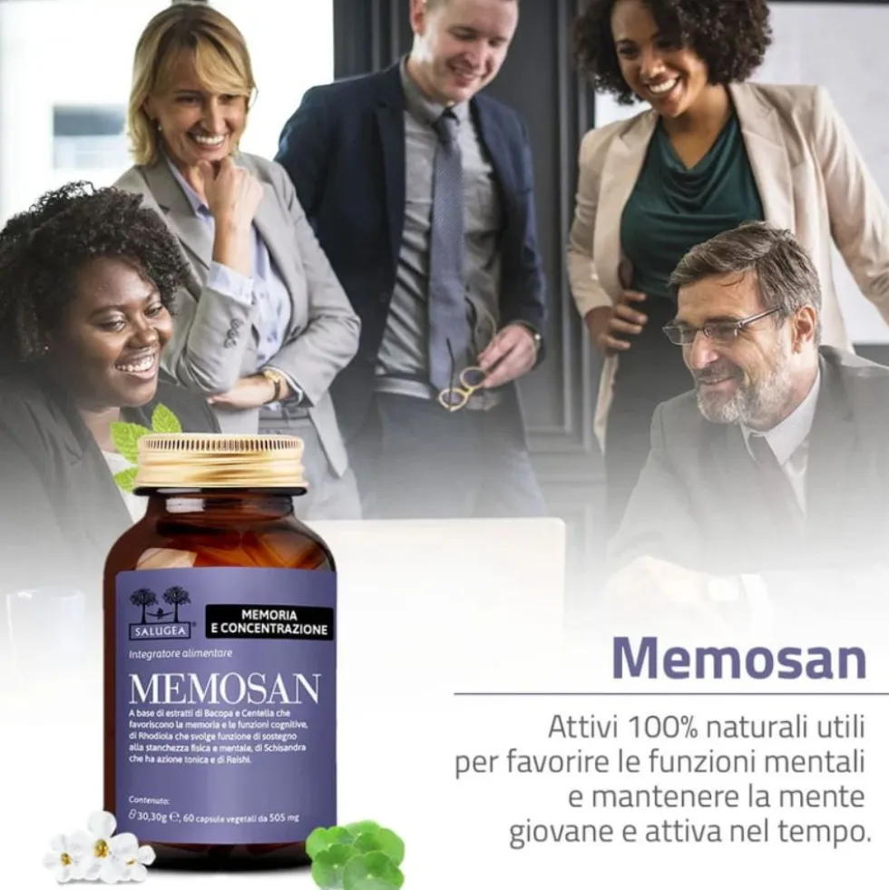 Salugea Memosan Integratore Memoria e Concentrazione, 60 Capsule Vegetali